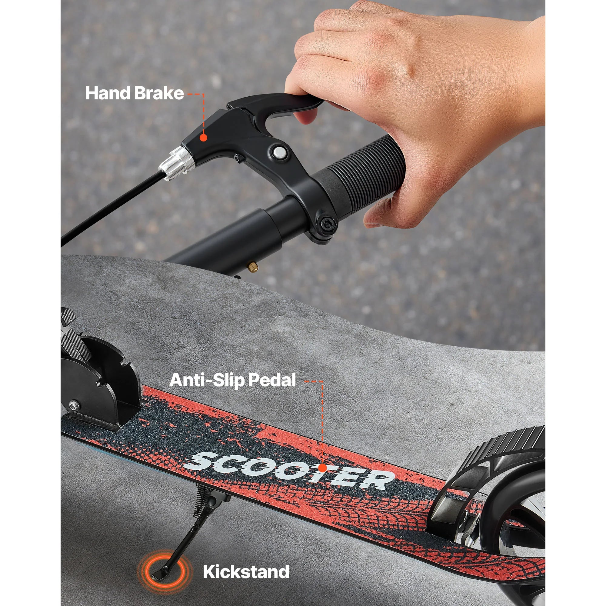 SucceBuy Kick Scooter for Kids Ages 8+ Teens & Adults 2-Wheel Toddler Scooter with Height Adjustable Handlebar for Boys & Girls