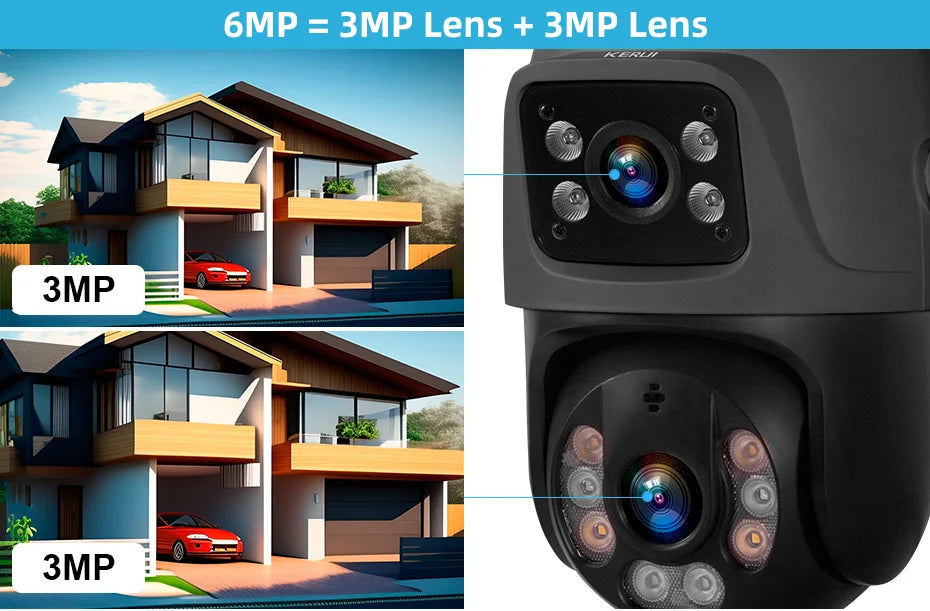 6MP Dual Lens WiFi PTZ Outdoor Security Camera with Human Detection