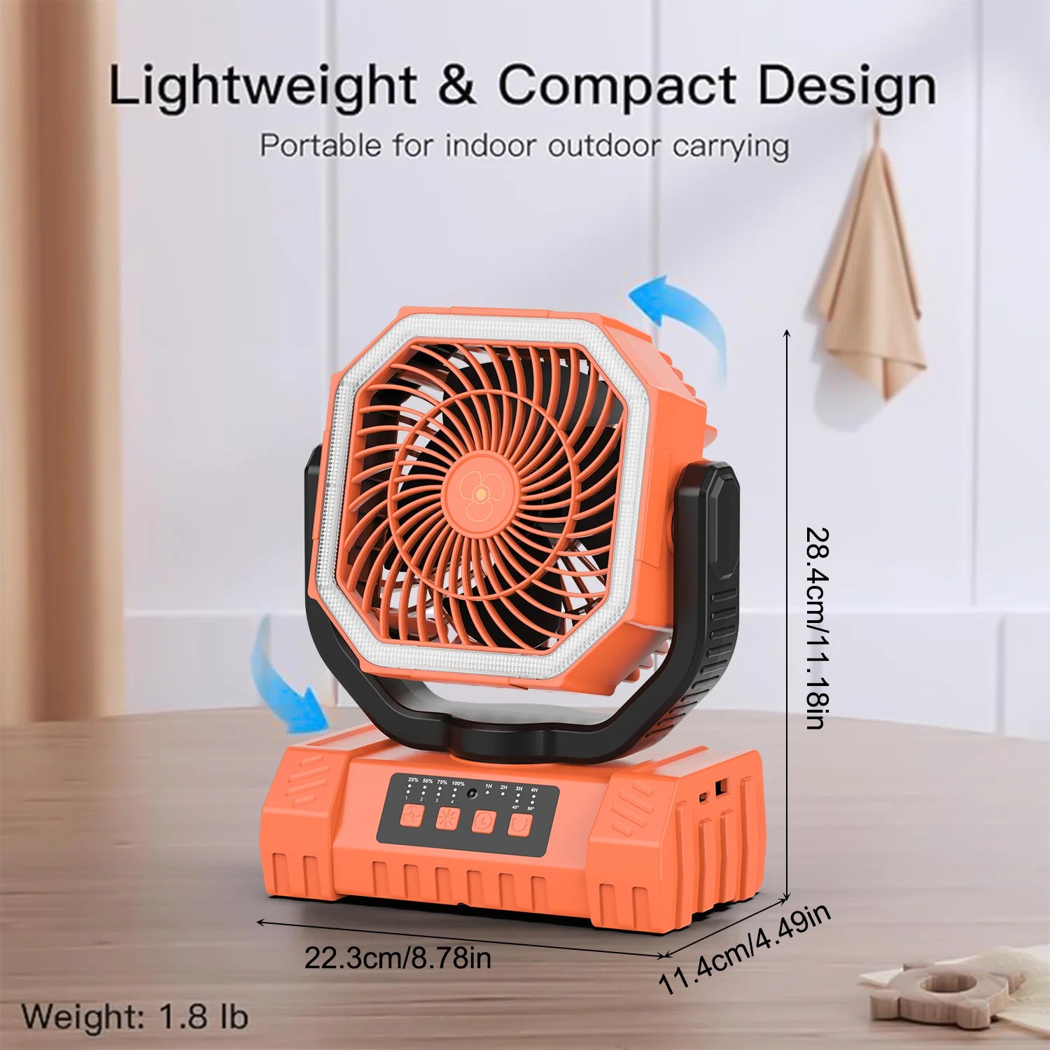 20000mAh Rechargeable Camping Fan with Auto Oscillation, Remote, Timer and LED Lantern