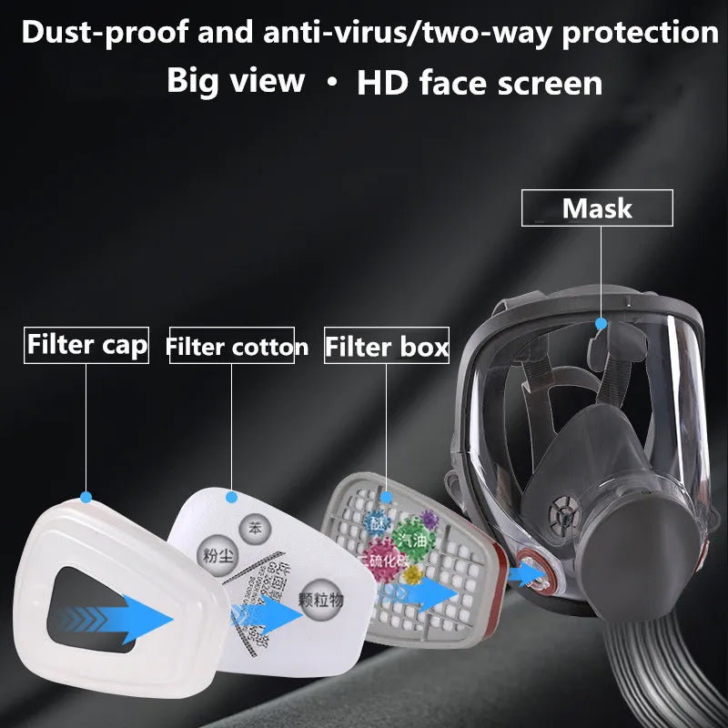 Maschera antigas a pieno facciale 6800 con protezione antiappannamento e sicurezza
