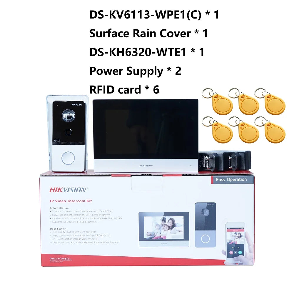 HIKVISION DS-KIS603-P(C) Multi-language 802.3af POE Video intercom KIT,include DS-KV6113-WPE1(C) & DS-KH6320-WTE1 & PoE Switch Spy-shop.com