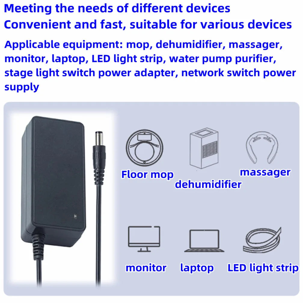 5V 6V 7.5V 9V 12V 13.5V 15V 16V 18v 19V 20V 24V 28V 30V 32V 36V 42V 48V 2A 3A 1a 4A 5A 6A Power Supply Adapter Converter Charger
