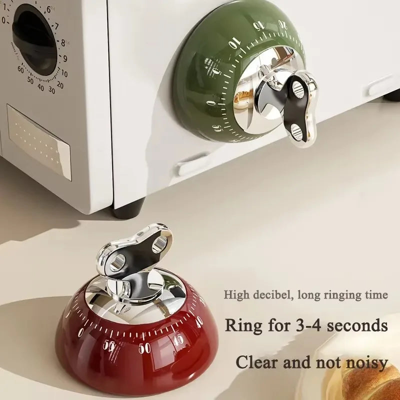 Magnetisk mekanisk matlagningstimer, nedräkning på 60 minuter, kräver inga batterier, högljudd och tydlig signal, timer för bakning, studier och barns läxläsning