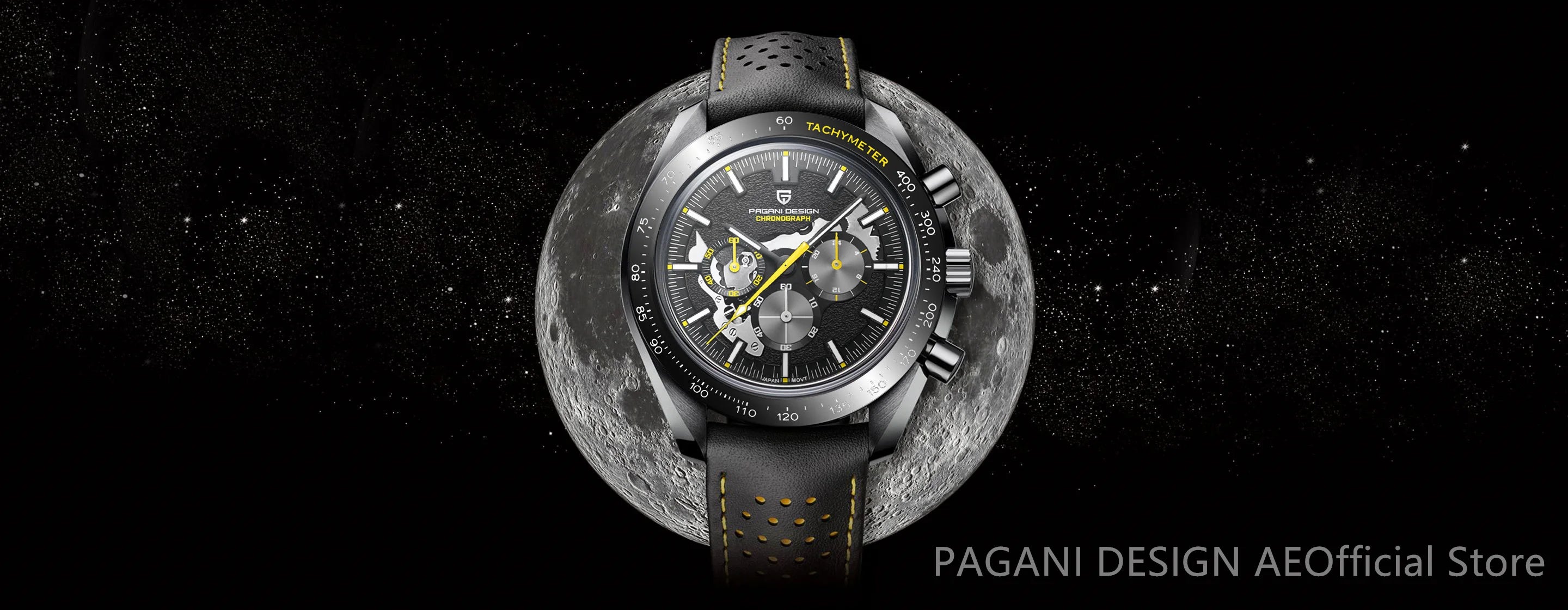 Orologio Cronografo Pagani Design Moon Dark AR Zaffiro 100M