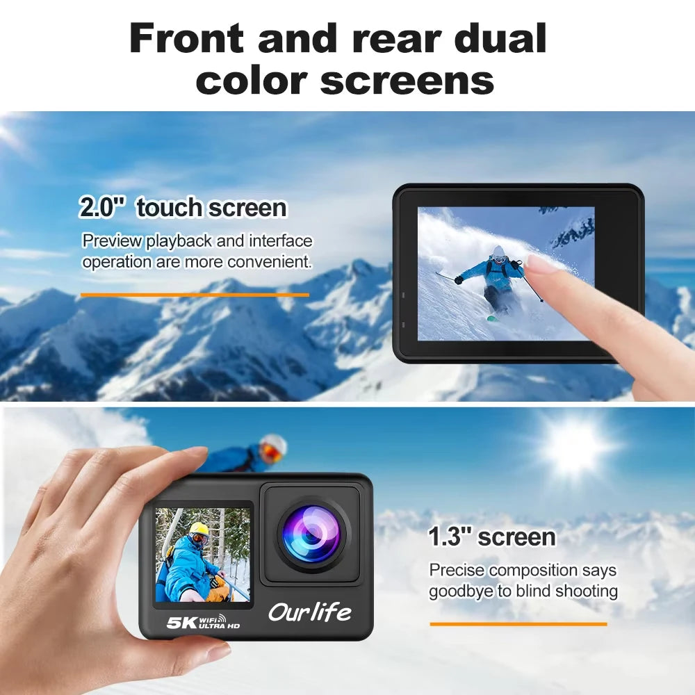 5K Action Camera 4K60 WiFi 30M Waterproof