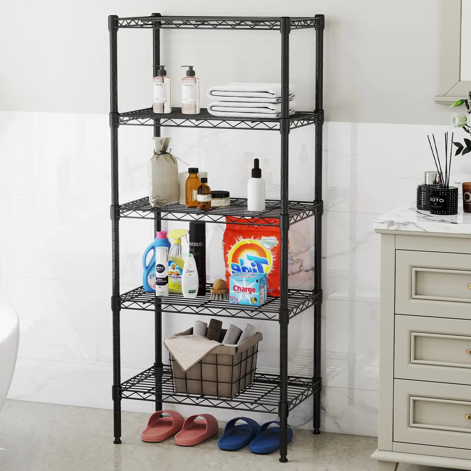 Adjustable Metal Wire Storage Shelves Heavy Duty 3-5 Tier Rack