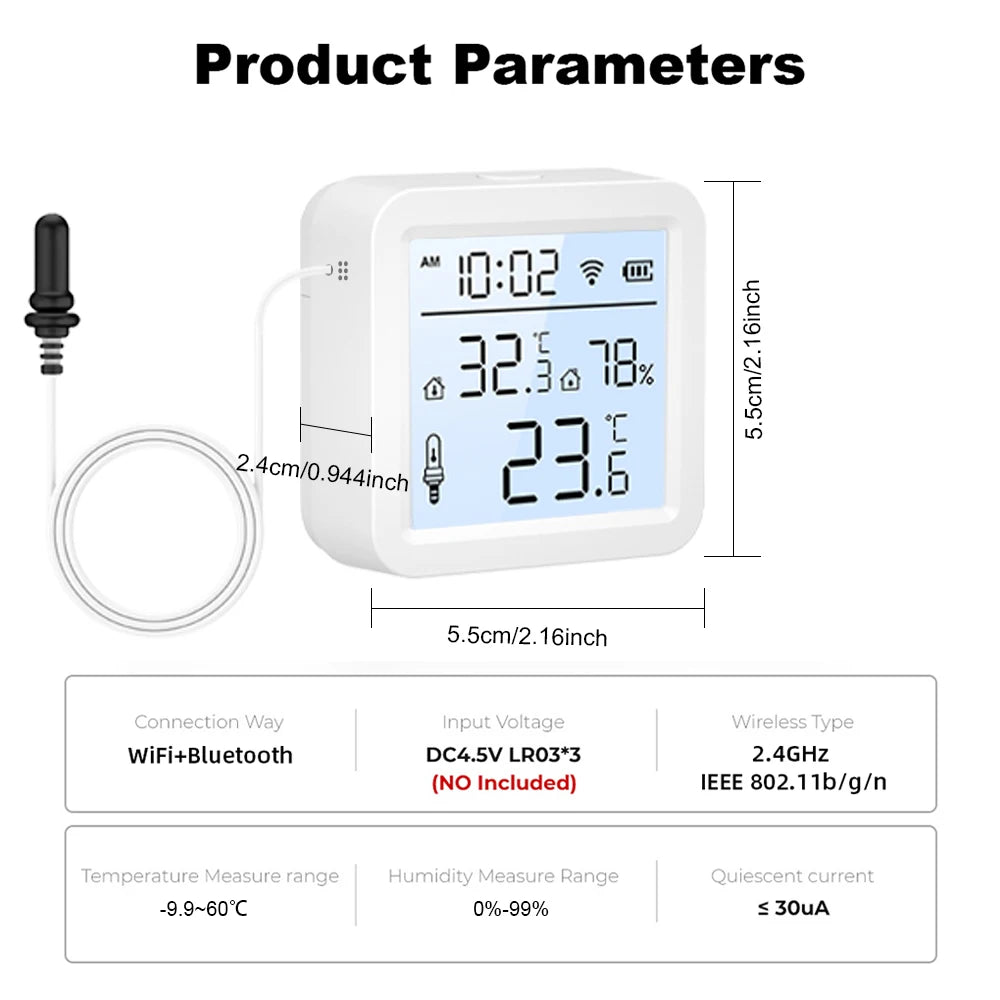 Tuya WiFi Temperature and Humidity Sensor with Probe