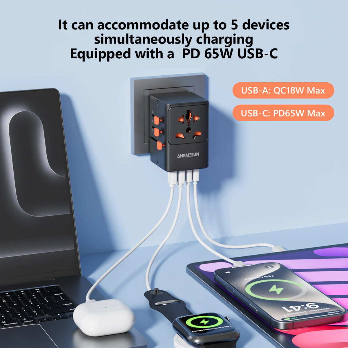 Putni pretvarač utičnica s USB priključcima za punjenje