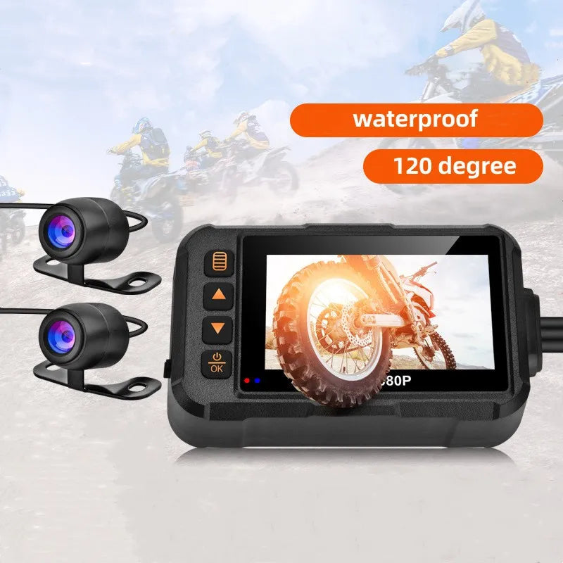 Waterproof 3 Inch Motorcycle Camera DVR Motor Dashcam Night Vision Front & Rear Camera  90+120 Degree Video Recorder Black Box 