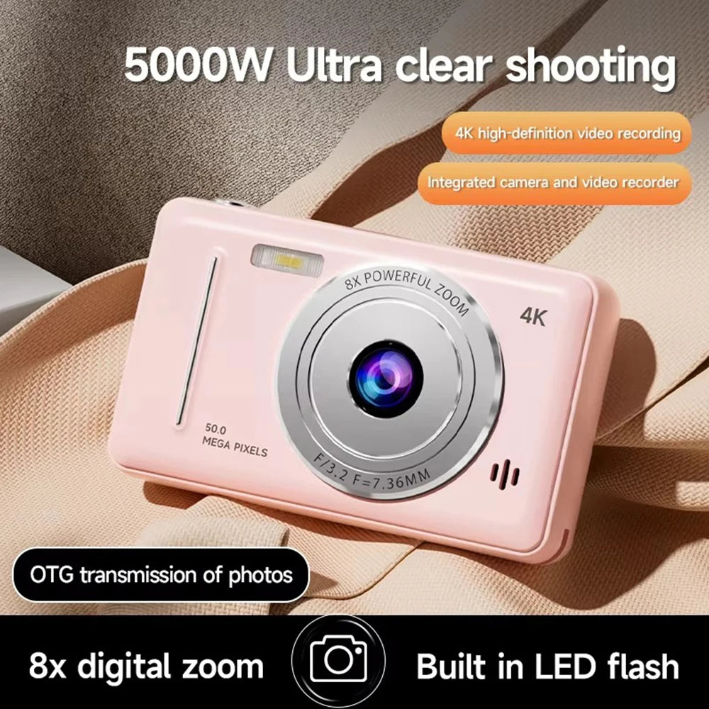 4K Compact Digital Camera with Autofocus and 8x Zoom