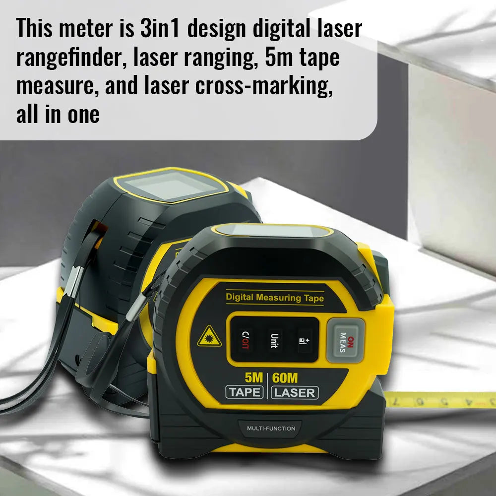 Laser-Entfernungsmesser mit integriertem 5 m Band