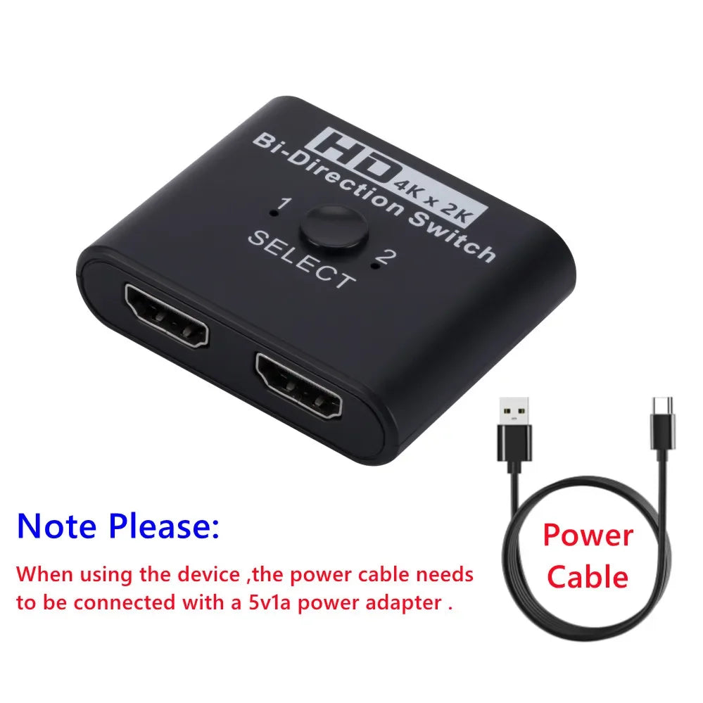 2 Ports Bi-Direction HDMI-compatible Video Switcher High Speed 4K 60Hz HDMI Splitter 2 in 1 out HDMI Switch 1x2/2x1 HUB Adapter