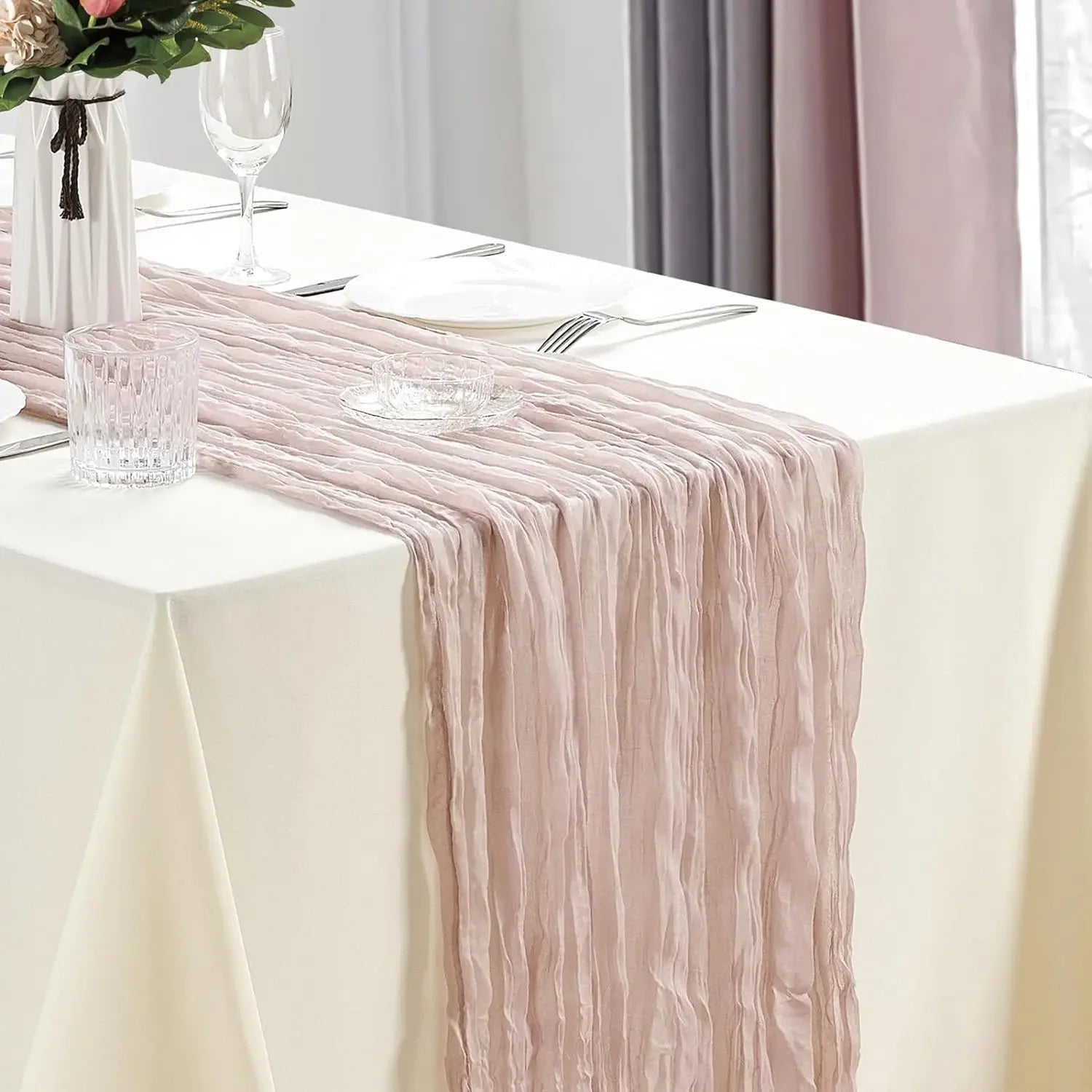 Boho Cheesecloth Table Runner – Semi‑Sheer Gauze Décor for Events