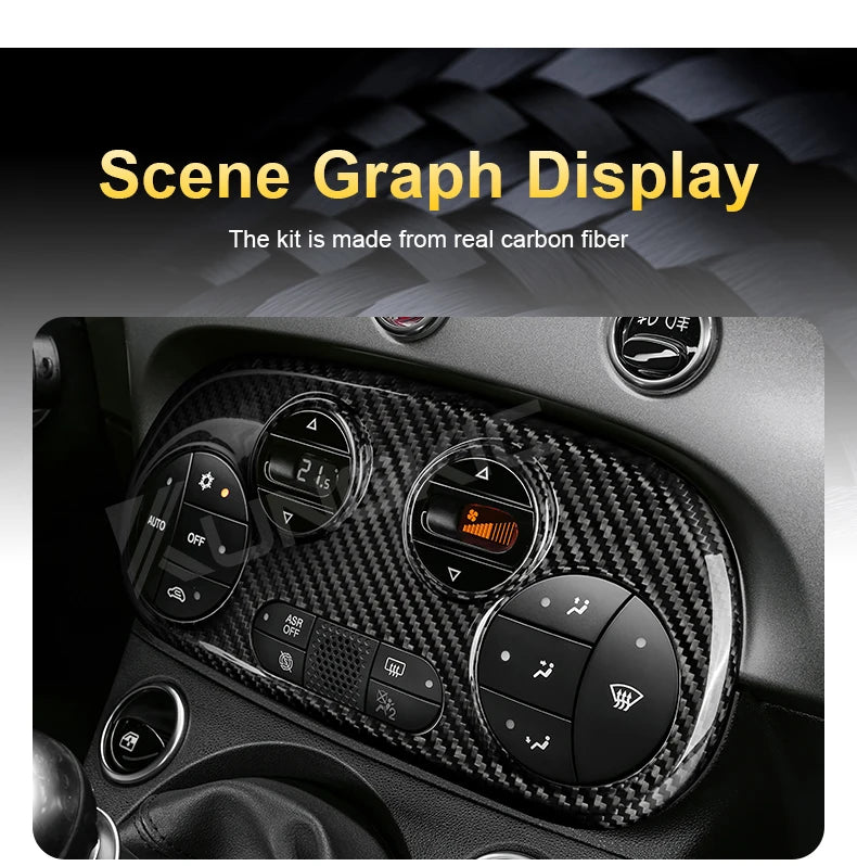 Real Carbon Fiber AC Climate Trim for Fiat 500 and Abarth 595