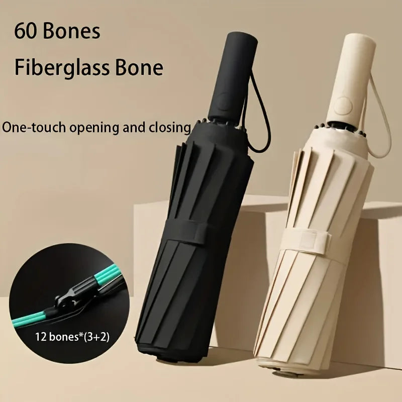 Automatic Opening And Closing FoldingUmbrella - Compact Design - Ergonomic Handle8 Steel Ribs - Outdoor Portable Durable Folding