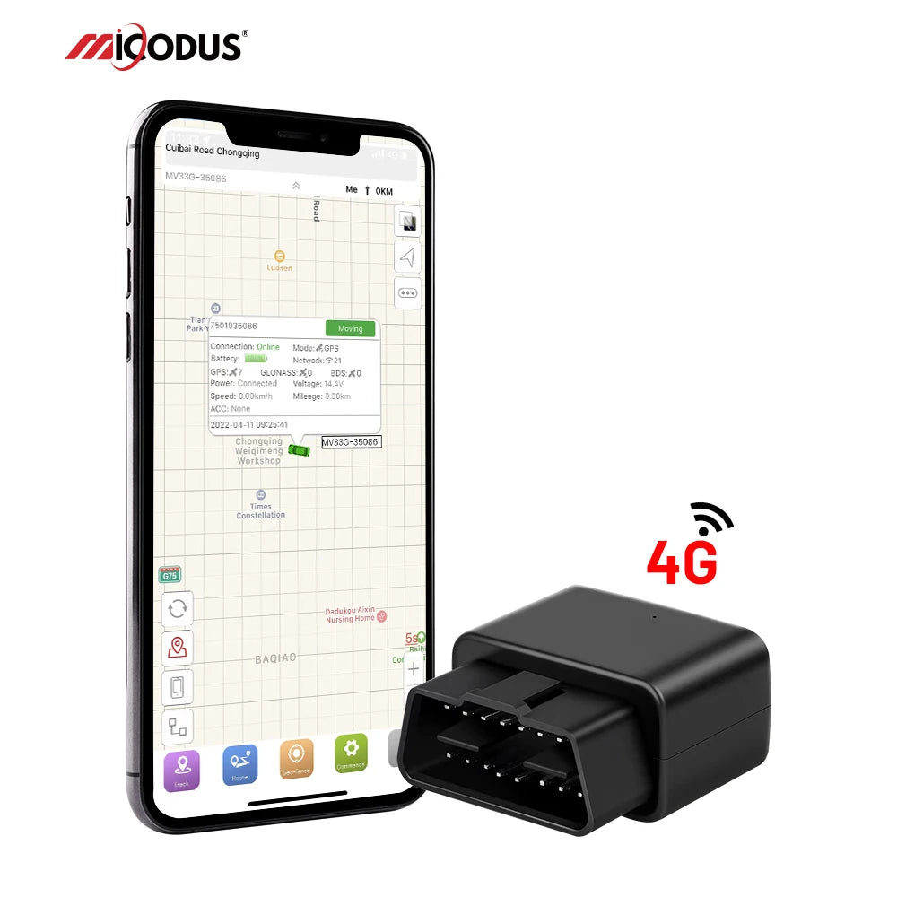 MiCODUS Mini OBD GPS Tracker 4G MV33G 9-40V Car Tracking Device Anti-theft Low Battery Alert Car Tracker Free APP