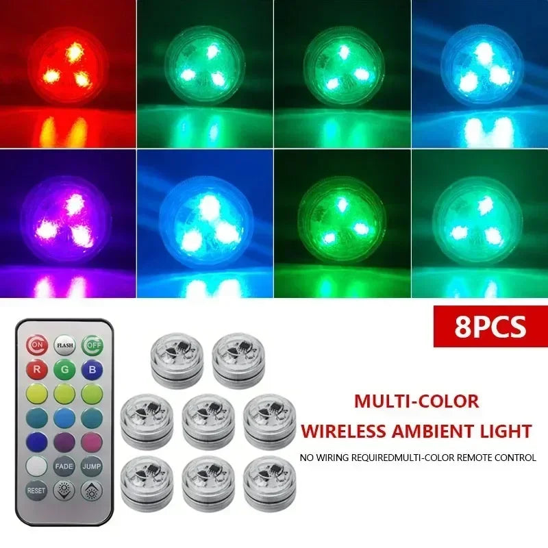 Wireless RGB LED Ambient Light with Remote, IP68 Rated