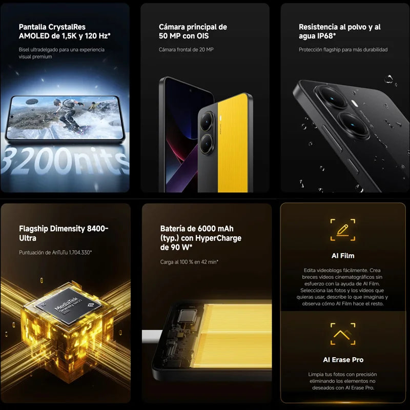 POCO X7 Pro 5G NFC Smartphone con display AMOLED 1.5K