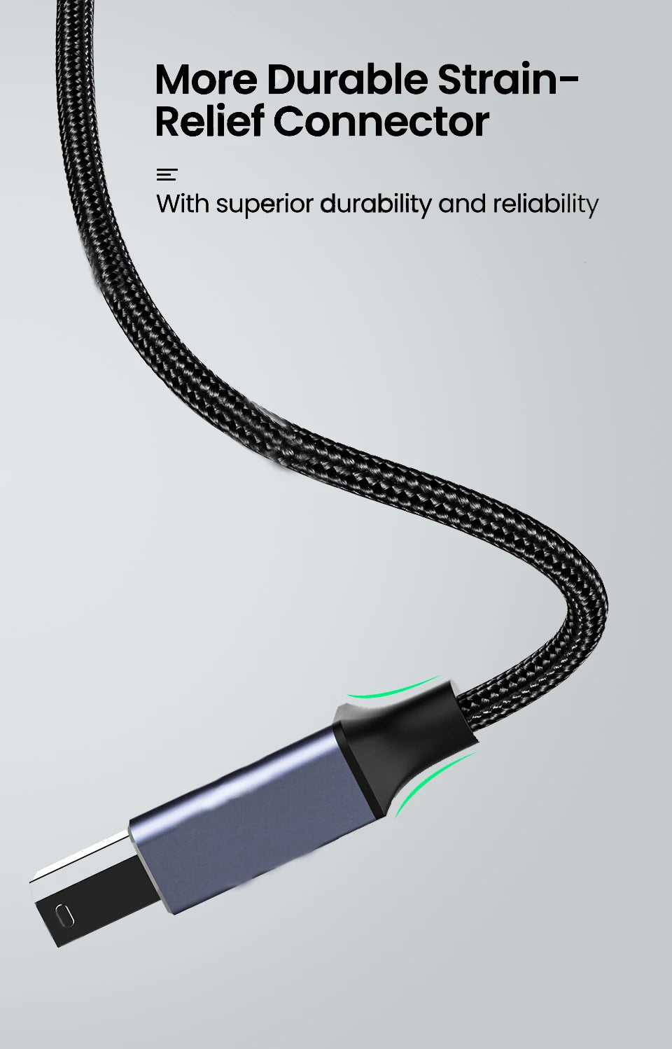 Skriverkabel fra USB-C eller USB-A til USB-B, 0.5–3 m