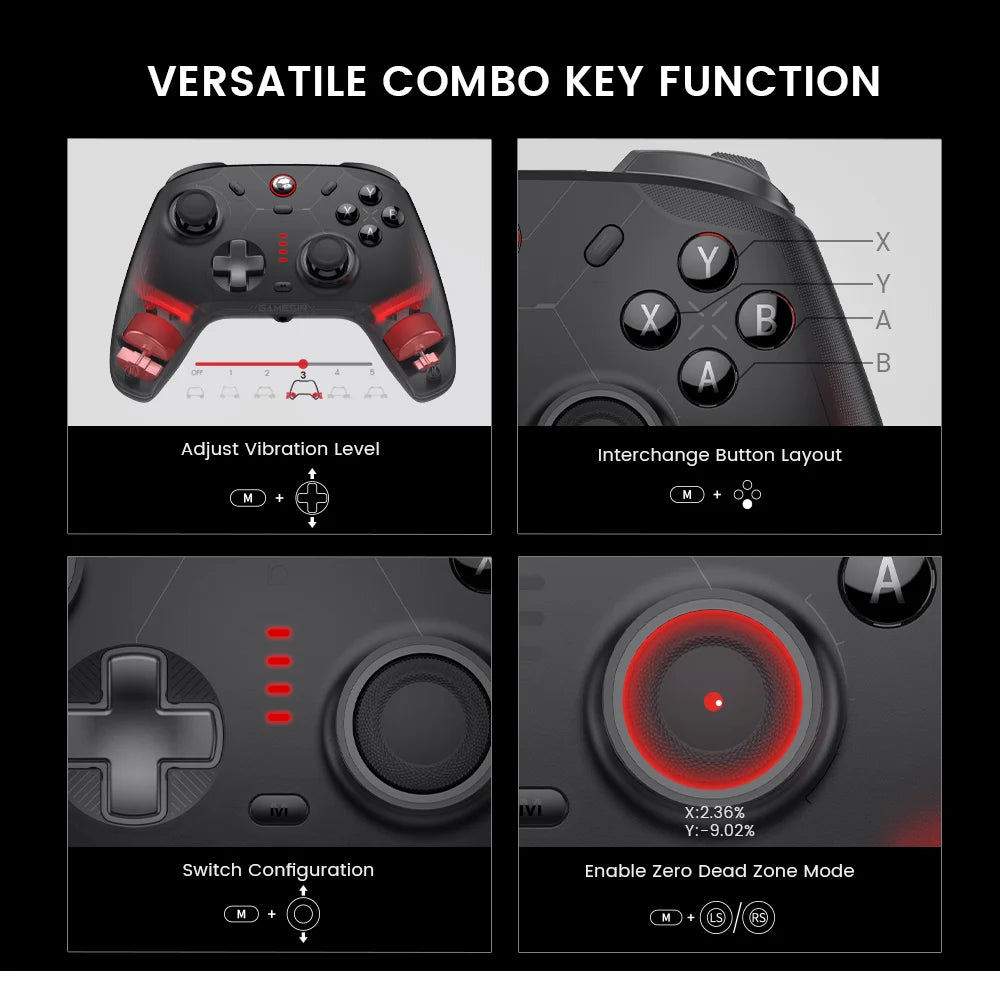 GameSir Cyclone 2 Bezdrátový Pro ovladač Bluetooth hernípad s nabíjecí stanicí Hall Effect joysticky pro Nintendo Switch, iPhone, Android & PC