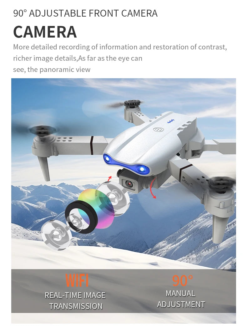Drone E99 Pro avec caméra HD, contrôle via application et portée de 50 m