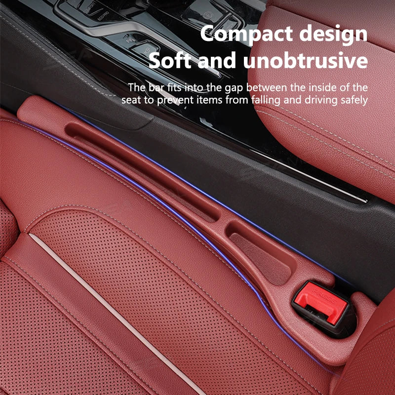 SEAMETAL 2Pcs Car Seat Gap Filler Organizer Flexible Center Console Crevice Filling Strip Seat Side Filler with Expandable Hole