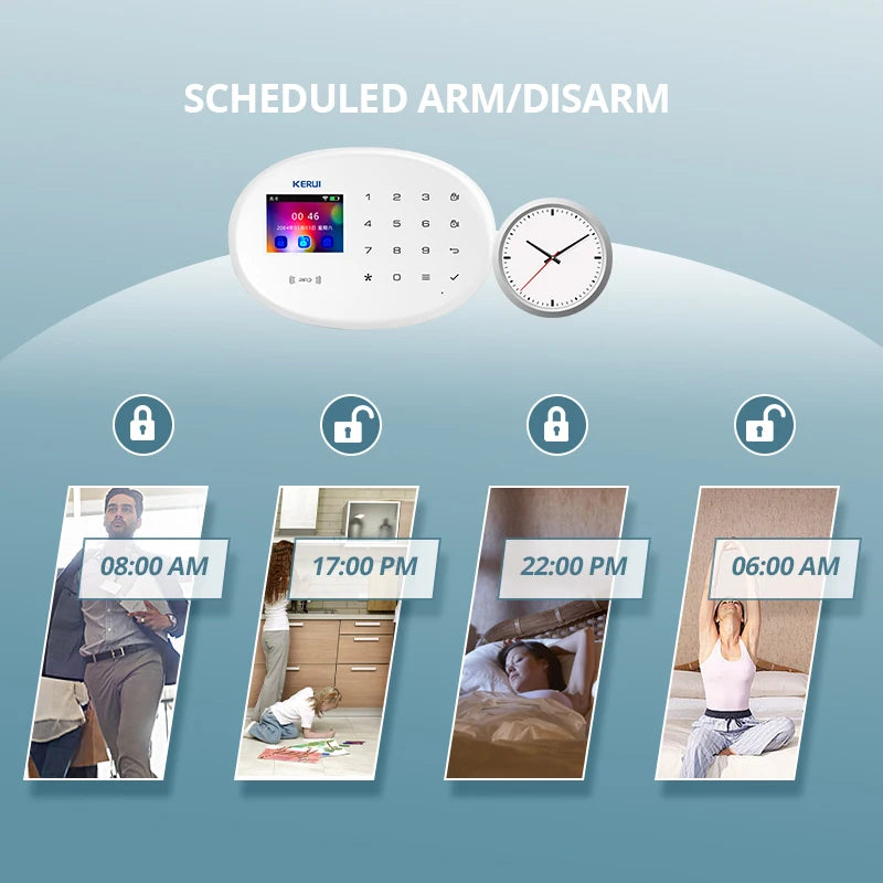 KERUI 433MHZ GSM+WiFi Heimalarm Kommt mit Tuya Smart Anti-Diebstahl Alarme Alarm System Kits Integrierte Batterie Sirene PIR Sensor