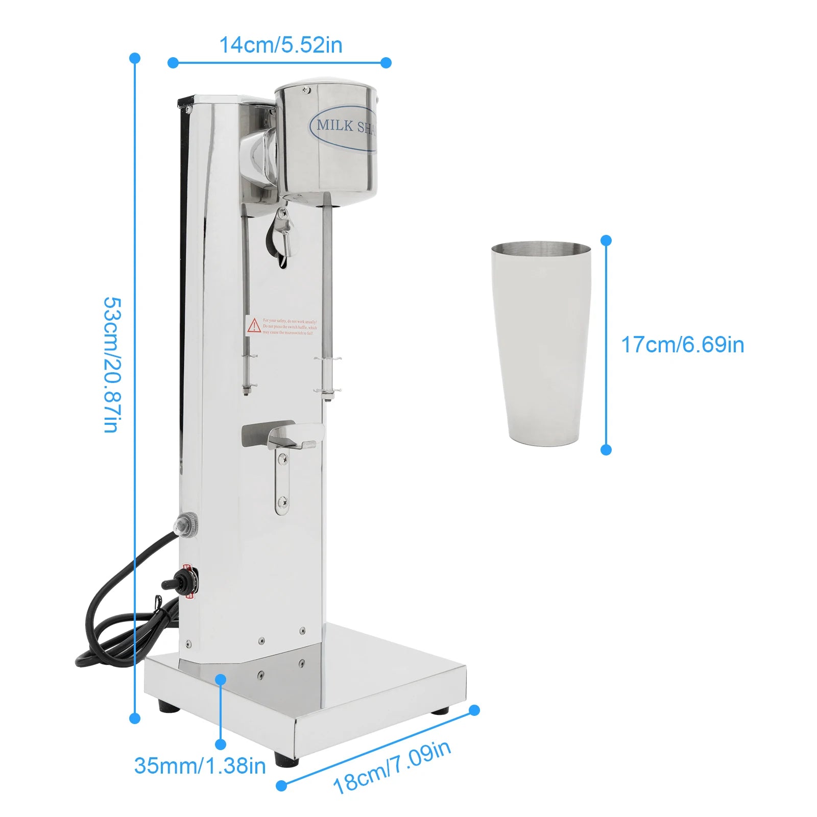 Commercial Milkshake Machine 180W 650ML 18000RPM Stainless Steel