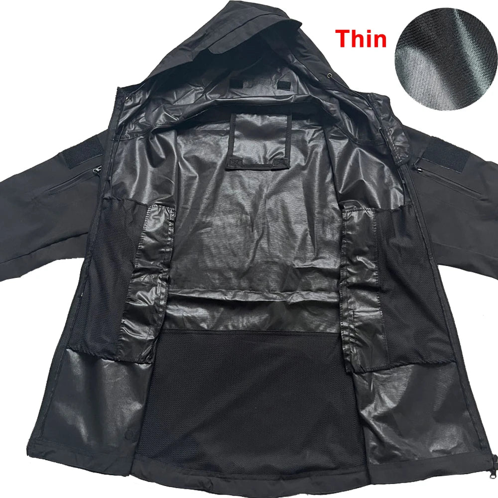 Men’s Tactical Waterproof Soft Shell Jacket with Hood – Windproof
