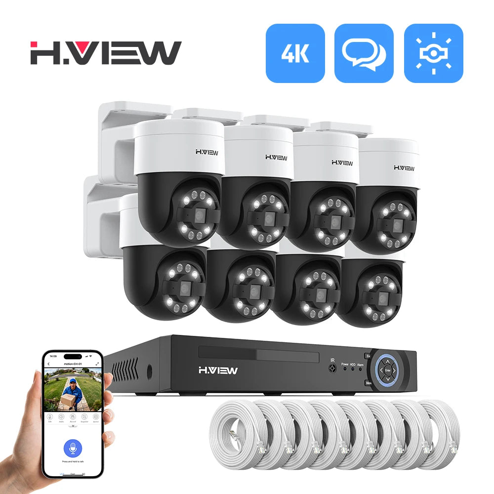 8CH 4K PoE CCTV Security Camera System with PTZ and AI Detection