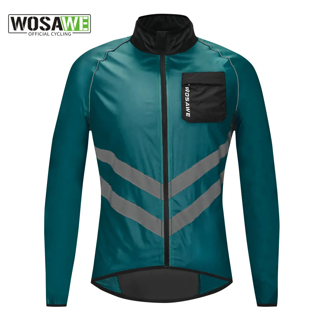 WOSAWE Windproof Cycling Jacket MTB Bike Jersey Outdoor Sport Cycling Windbreaker Rainproof Reflective Bike Clothing Navy Blue 