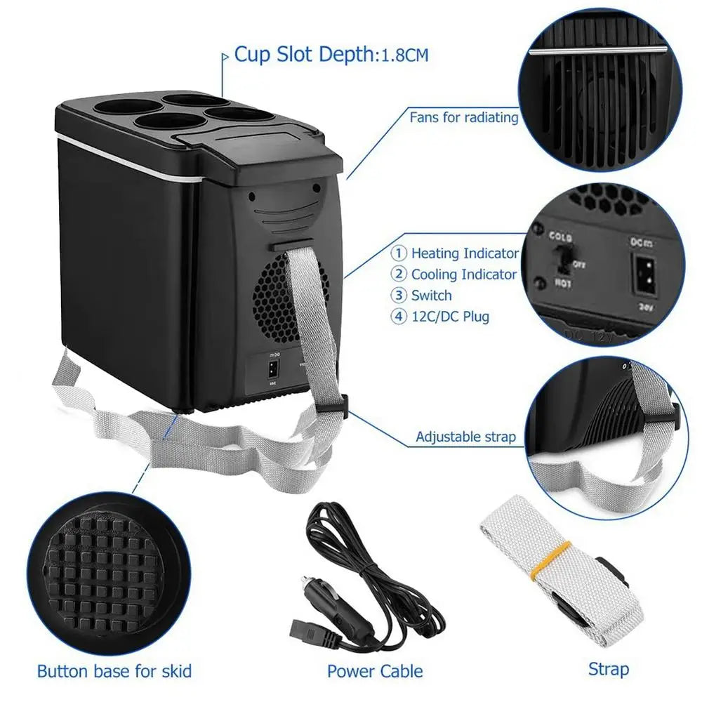 12V 6L Car Cooler and Warmer Mini Fridge for Travel