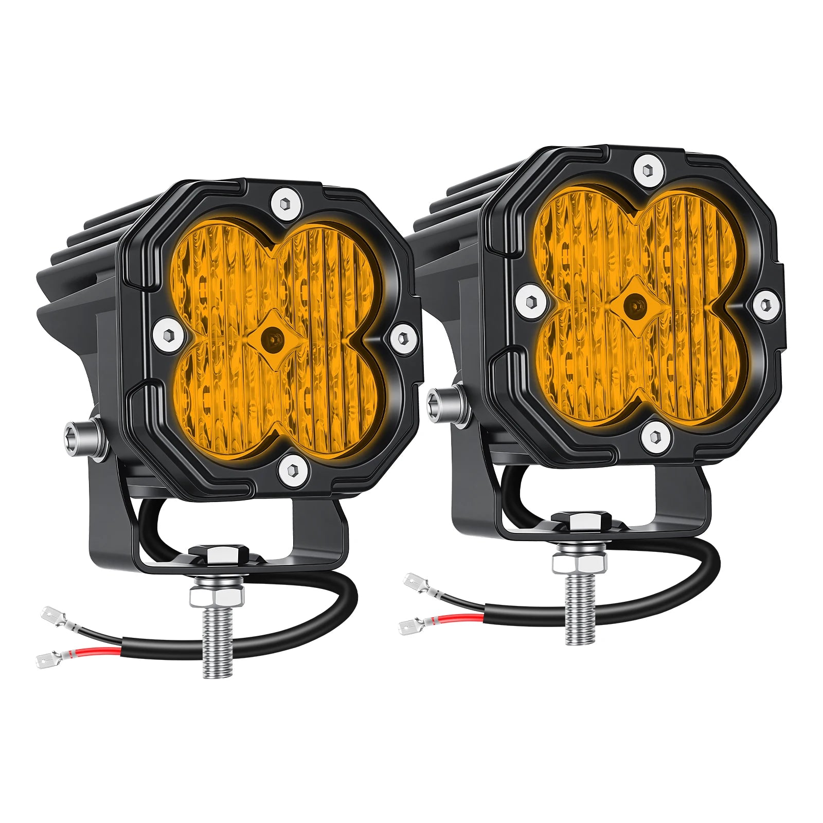 3 inch 30W Amber Yellow White Cube LED Pod Light Spot Flood Combo Beam Work Lights,Off-Road Driving Lamp for ATV, SUV,Motorcycle
