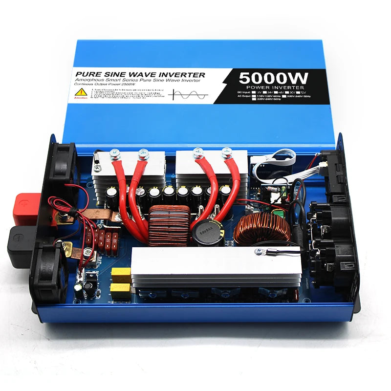 POWGROW Pure Sine Wave 12000W 5000W 4000W Power Inverter DC 12V 24V To AC 220V Portable Power Bank Converter Solar Car Inverter Transformer