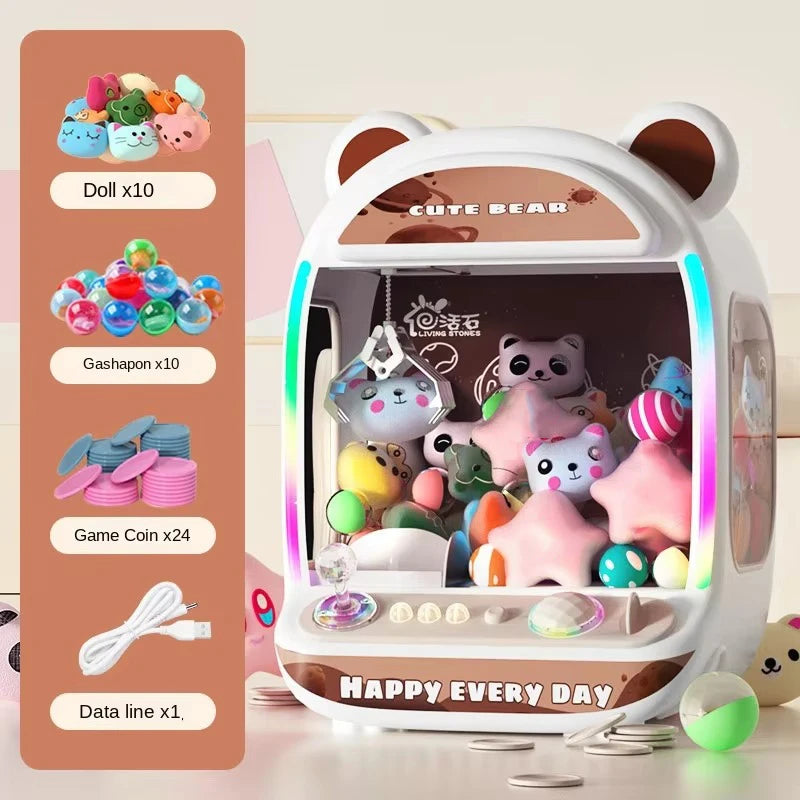 Big Size DIY Doll Machine Kids Coin Operated Play Game Mini Claw Catch Toy Crane Machines Music Doll Children Xmas Gifts Toys 