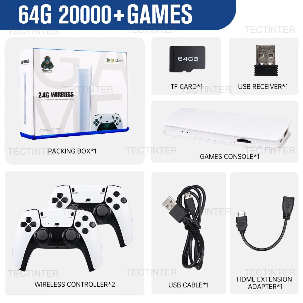 M15 4K Game Stick TV Video Game Console 64G Built-in 20000 Games Retro Handheld Game Player With Wireless Gamepad Controller 