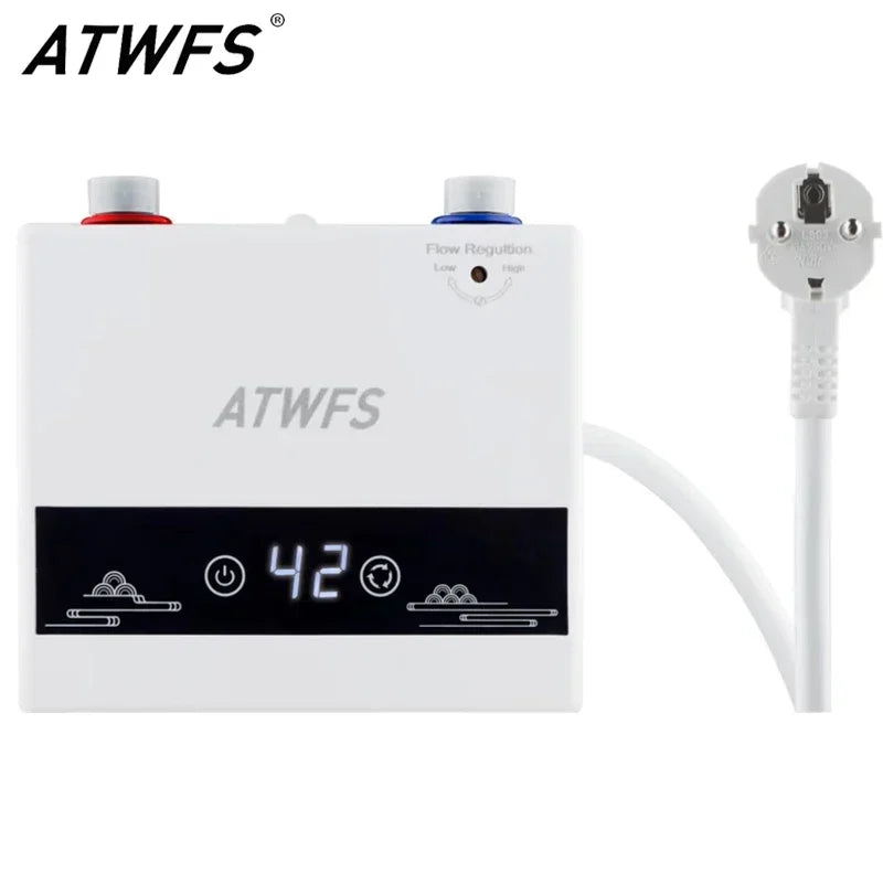 ATWFS Instant Water Heater 220V 4600W Portable Electric Heaters for Bathroom Hot Water Shower and Home Kitchen Heating 