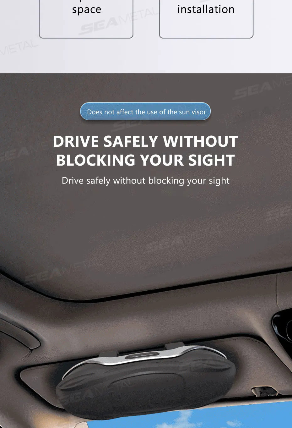 SEAMETAL Large Car Glasses Holder Clip on Sun Visor Sunglasses Holder Universal Car Eyeglasses Case Anti Scratch Flocking Layer