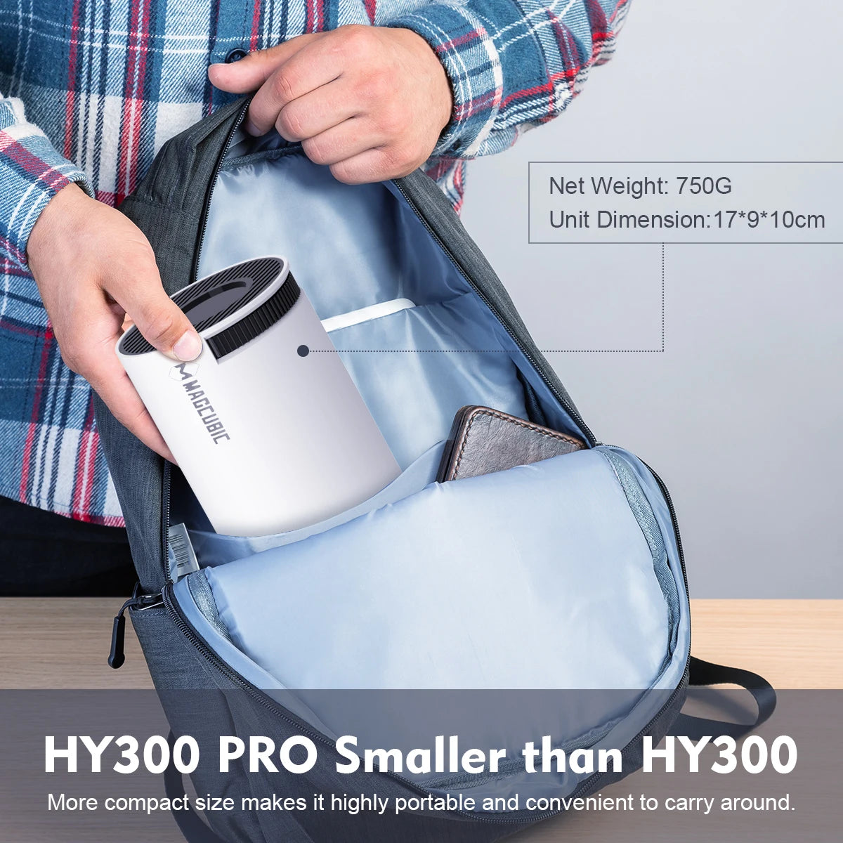 Proiettore Mini HY300 Pro con Android 14, WiFi 6 e rotazione a 180°