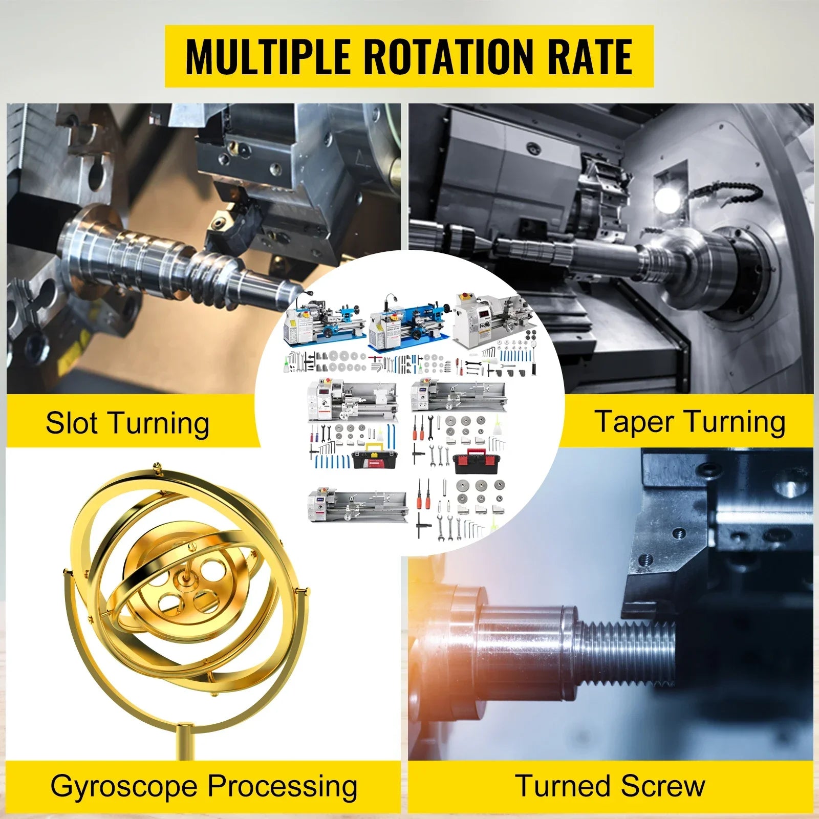 Mini Metal Lathe Machine Variable Speed 550W–1100W Multi-Size