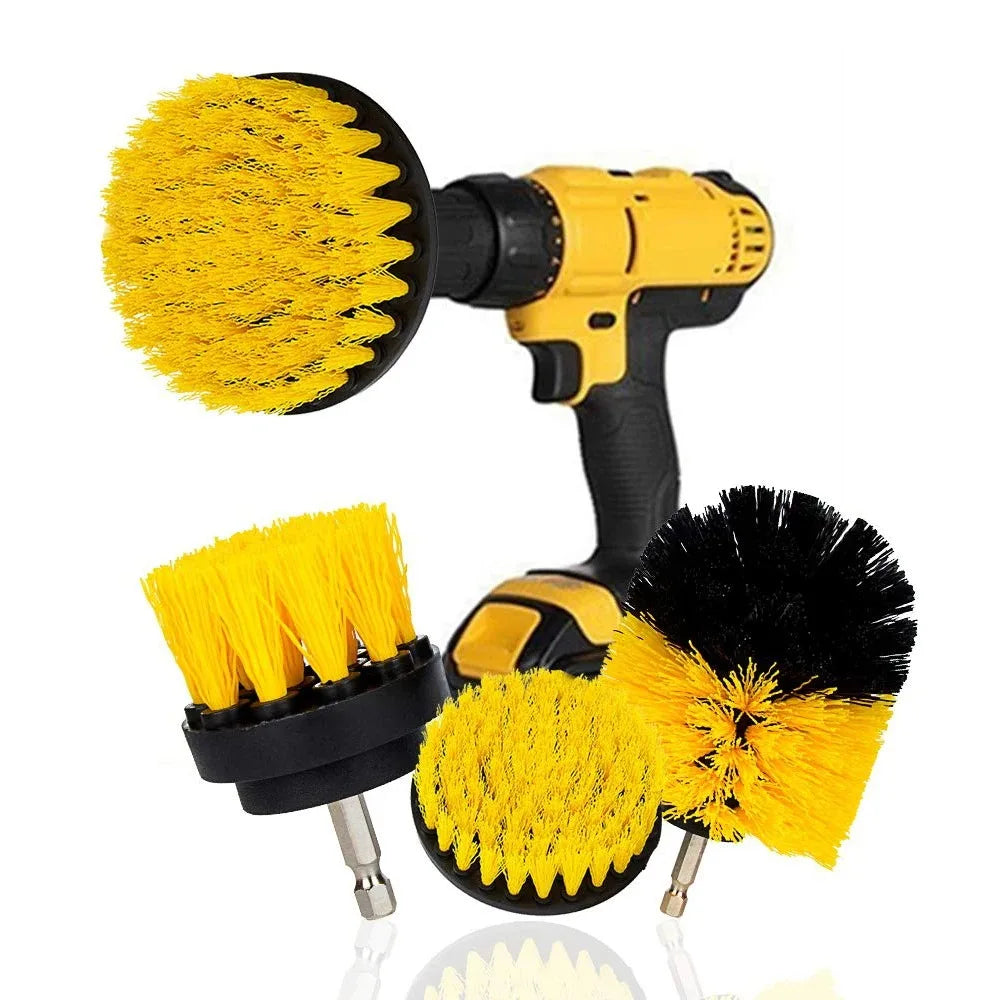 3Pcs/Set Electric Scrubber Brush Drill Brush Kit Plastic Round Cleaning Brush For Carpet Glass Car Tires Nylon Brushes 2/3.5/4'' 