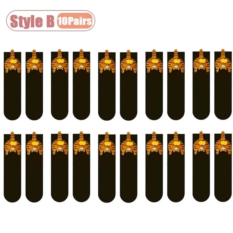 Cartoon Cat Egg Couple Socks Cozy Mid-Calf Cotton for Maternity Warm Winter Cute Present for Christmas Cat Lovers Family 