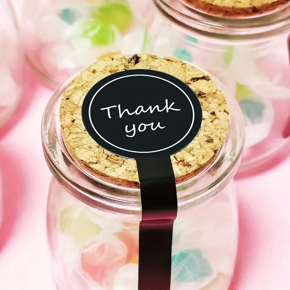 Black Thank You Long Sealing Stickers for Gifts & Packaging
