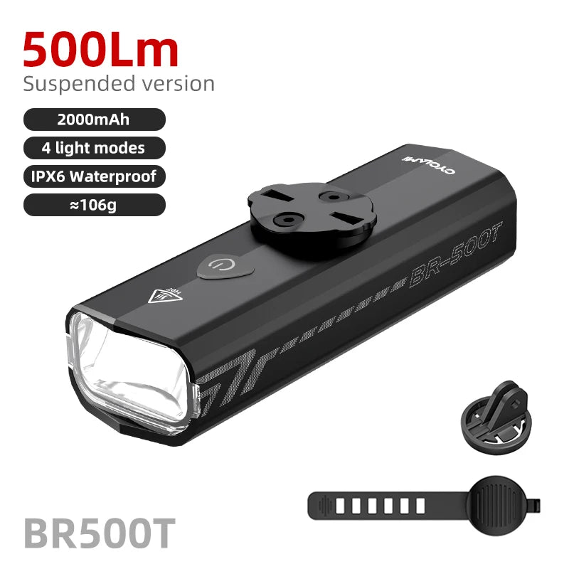 CYCLAMI Bicycle Front Light 500LM Bike Light 2000mAh Waterproof Headlights Flashlight Type-C Charging MTB Road Cycling Lamp 