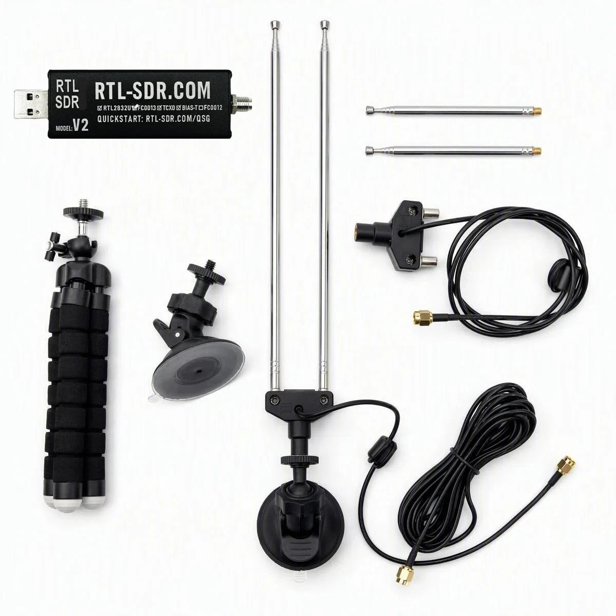 RTL-SDR V2 USB Radio Receiver, 22-1100 MHz, with Antenna