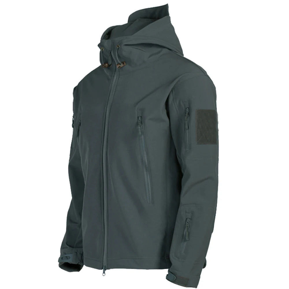 Men’s Tactical Waterproof Soft Shell Jacket with Hood – Windproof