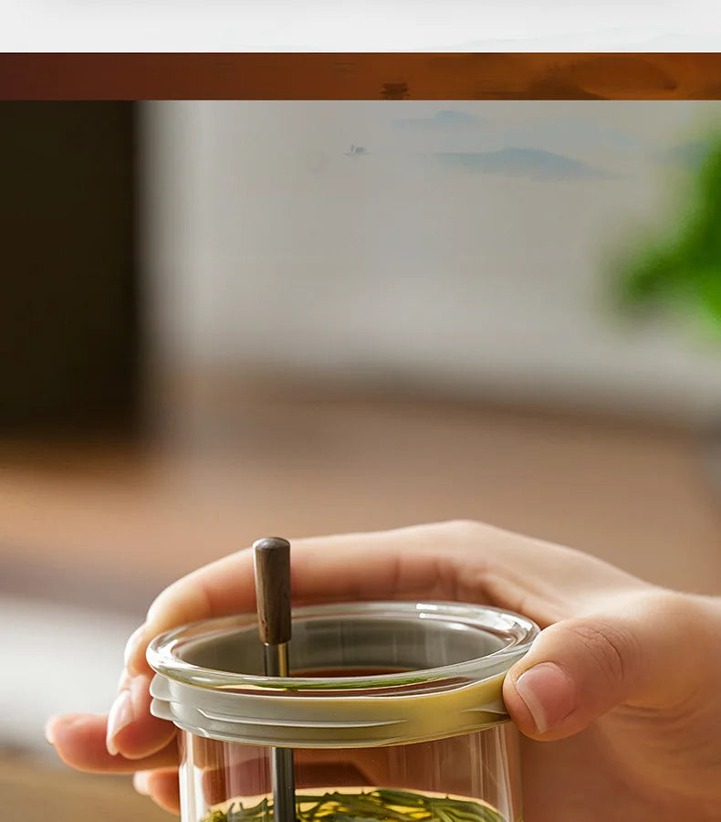 Tea Ceremony Culture Large Capacity Dividing Teacup Removable Glass Inner Tank Home Tea Water Separation Filter Teacup 