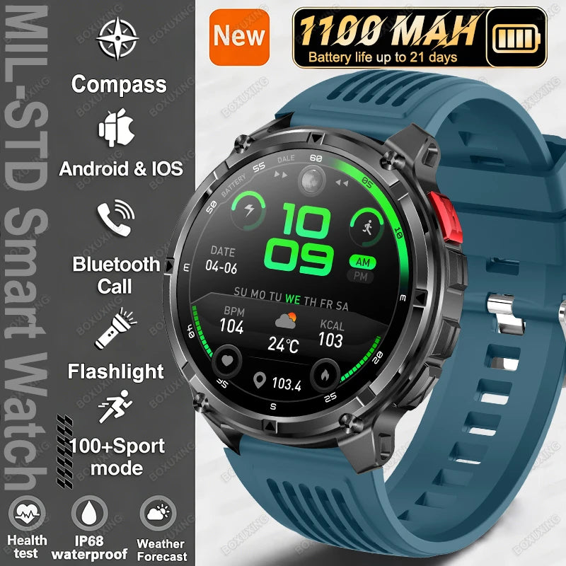 Smartwatch con chiamata Bluetooth all'aperto con bussola e GPS collegato al telefono