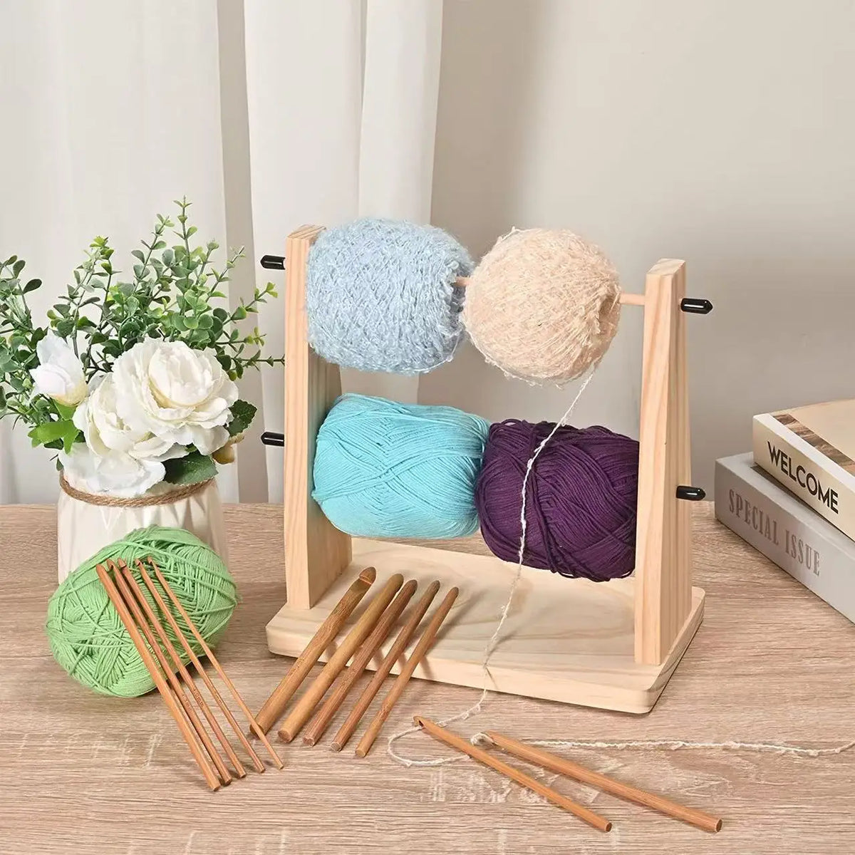 Double Yarn Holder Stand for Knitting and Crochet