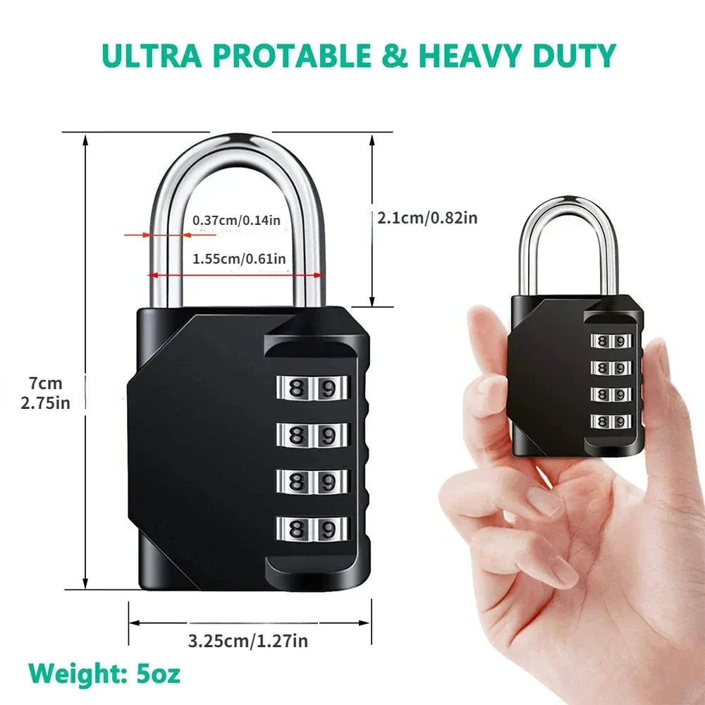 1pc Combination Lock Resettable 4 Digit Padlock with Combination Waterproof and Heavy Duty Combination Padlock Outdoor 